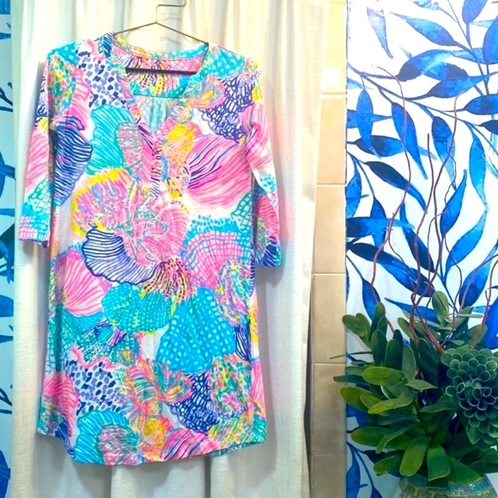 Lilly Pulitzer Ali Multi Roar of the Seas Pima Cotton T-shirt Dress Size XXS